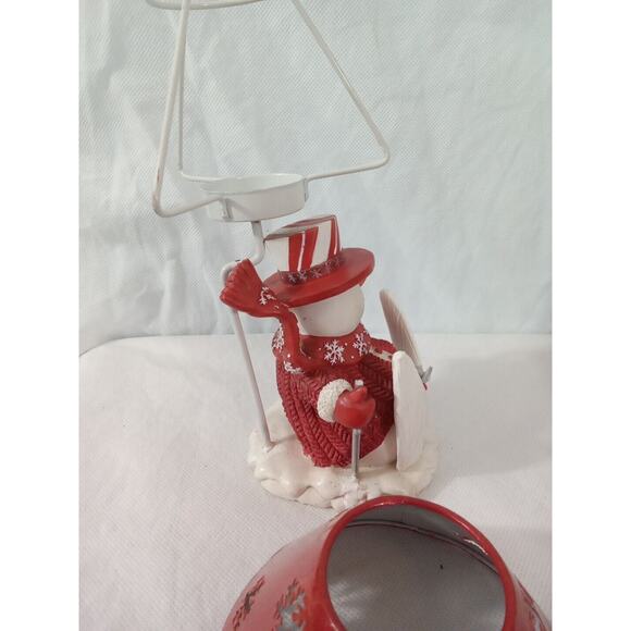 Snowman On‎ Skies Tea Lighted Candle Holder - Picture 6 of 9